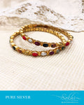 ASDS-21520 - Silver & multi pure Silver Navarathna Bangle