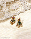 ASDS-23206 - Green earring Silver & Gold