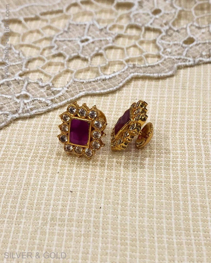 ASDS-23217 - Stud earring Silver & Gold