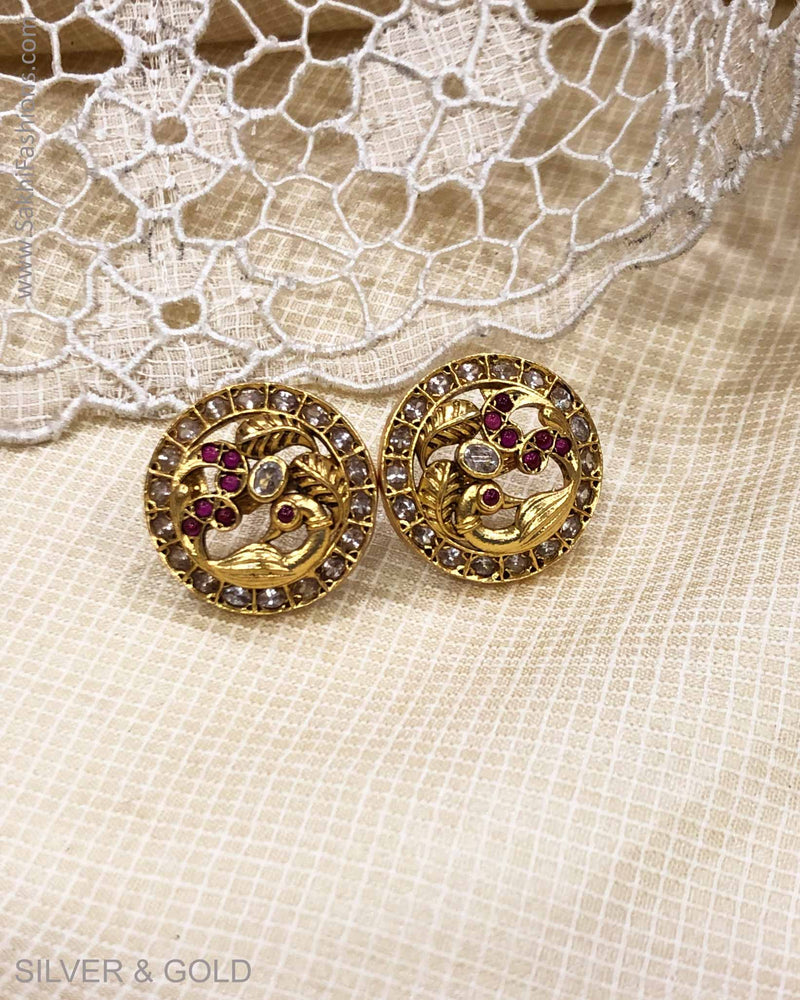 ASDS-23223 - Stud earring Silver & Gold
