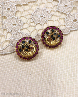 ASDS-23224 - Stud Earring Silver & Gold