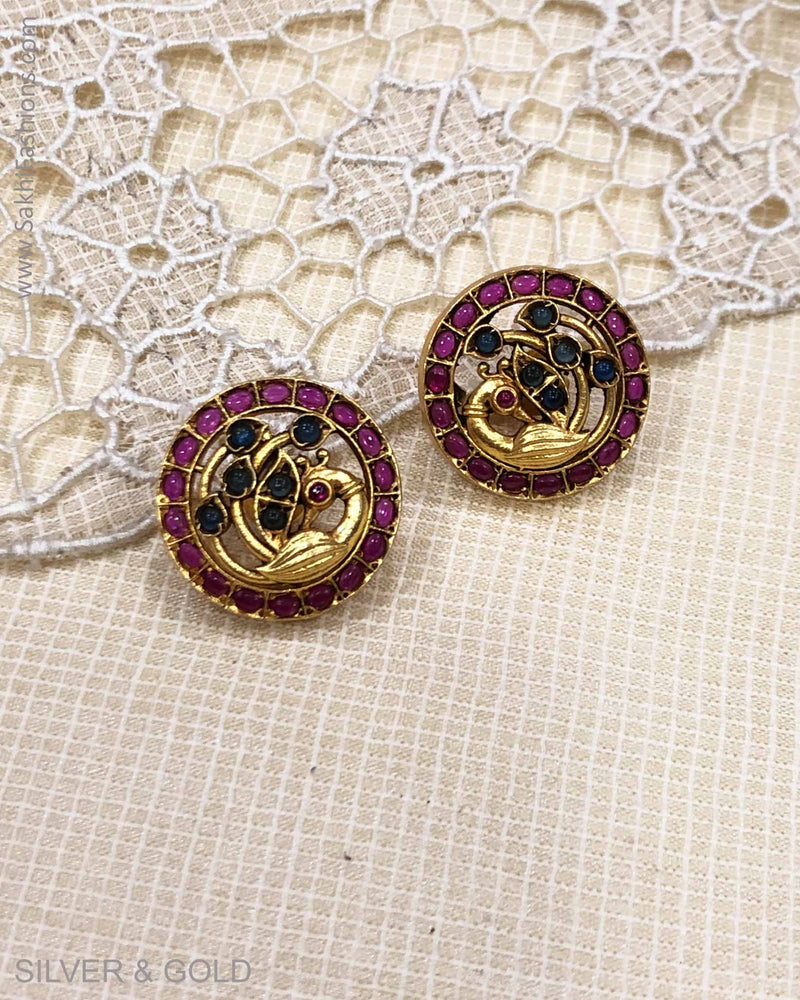 ASDS-23224 - Stud Earring Silver & Gold