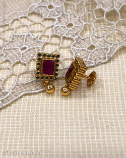 ASDS-23226 - Stud earring Silver & Gold