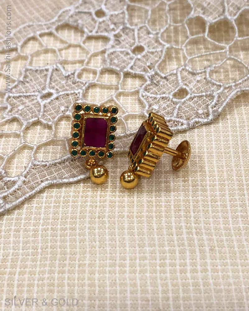 ASDS-23226 - Stud earring Silver & Gold