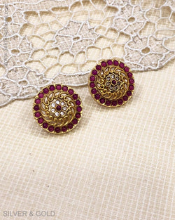 ASDS-23227 - Stud earring Silver & Gold