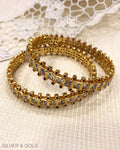 ASDS-23236 - White Bangle Silver & Gold