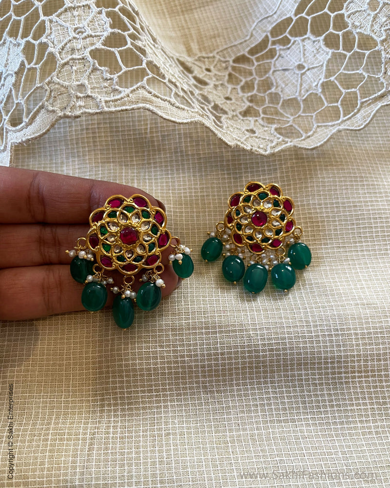 Indian Gold Plated Meenakari Lotus Jhumka Earrings For Womens and Girls |  eBay