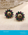 ASDS-T022 Green Red Silver Earring
