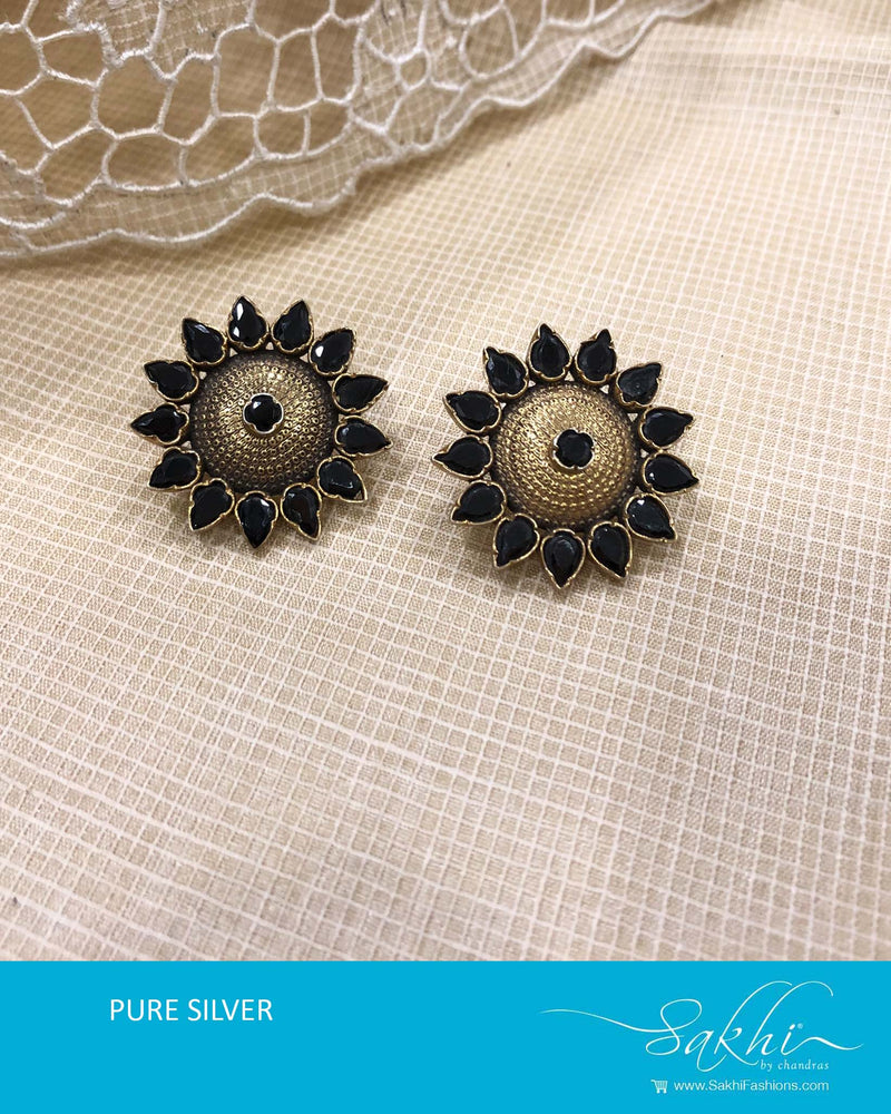 ASDS-T023 Black Gold Silver Earring
