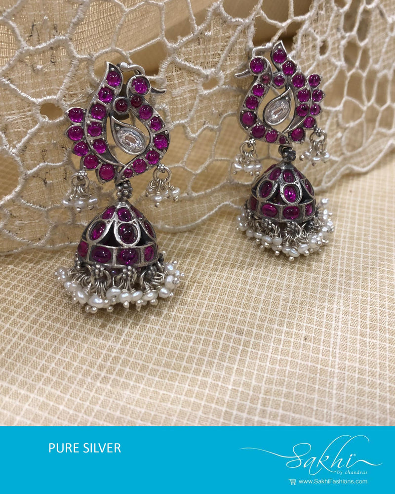 ASDS-T027 - Silver & pink pure Silver Earring
