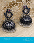 ASDS-T028 Blue Silver Jhumka