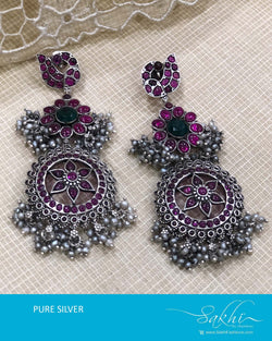 ASDS-T033 - Silver & Pink pure Silver Earring