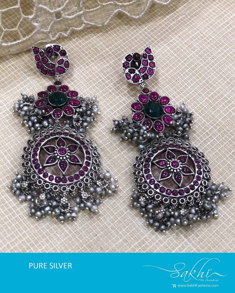 ASDS-T033 - Silver & Pink pure Silver Earring