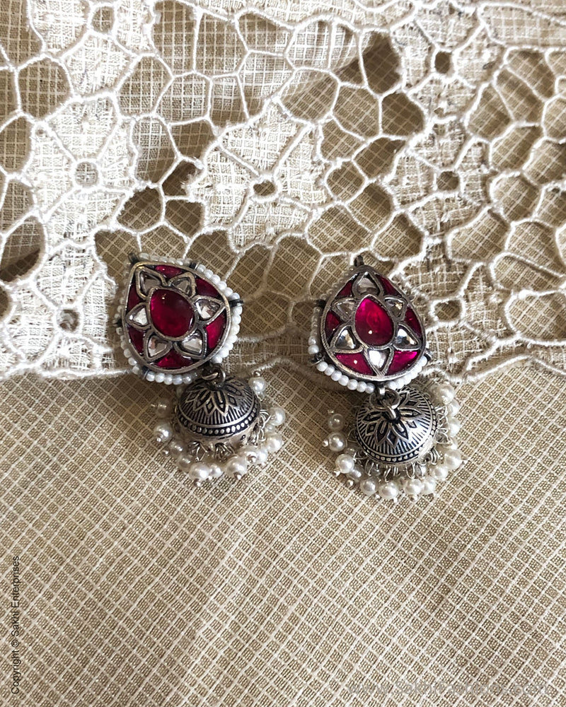 ASDS-T38422 Silver Jhumka Earring