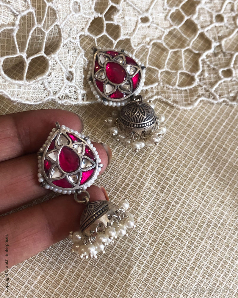 ASDS-T38422 Silver Jhumka Earring