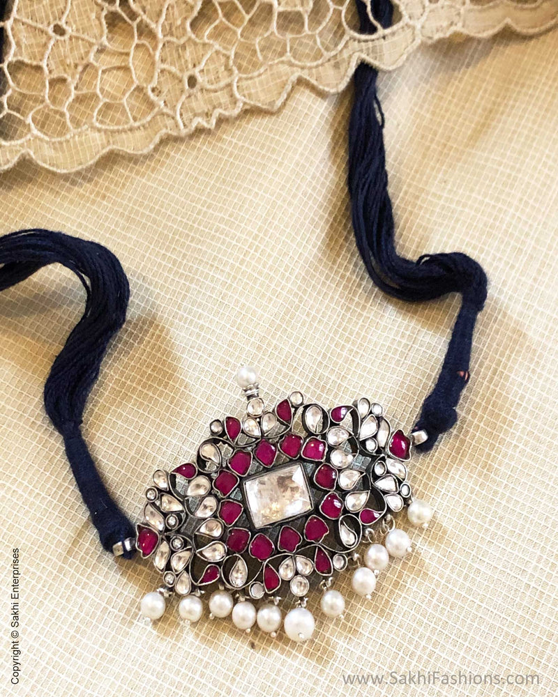 ASDS-T39504 Silver Kundan Choker