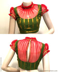 BL-R22690 - Green & Pink Cotton Blouse