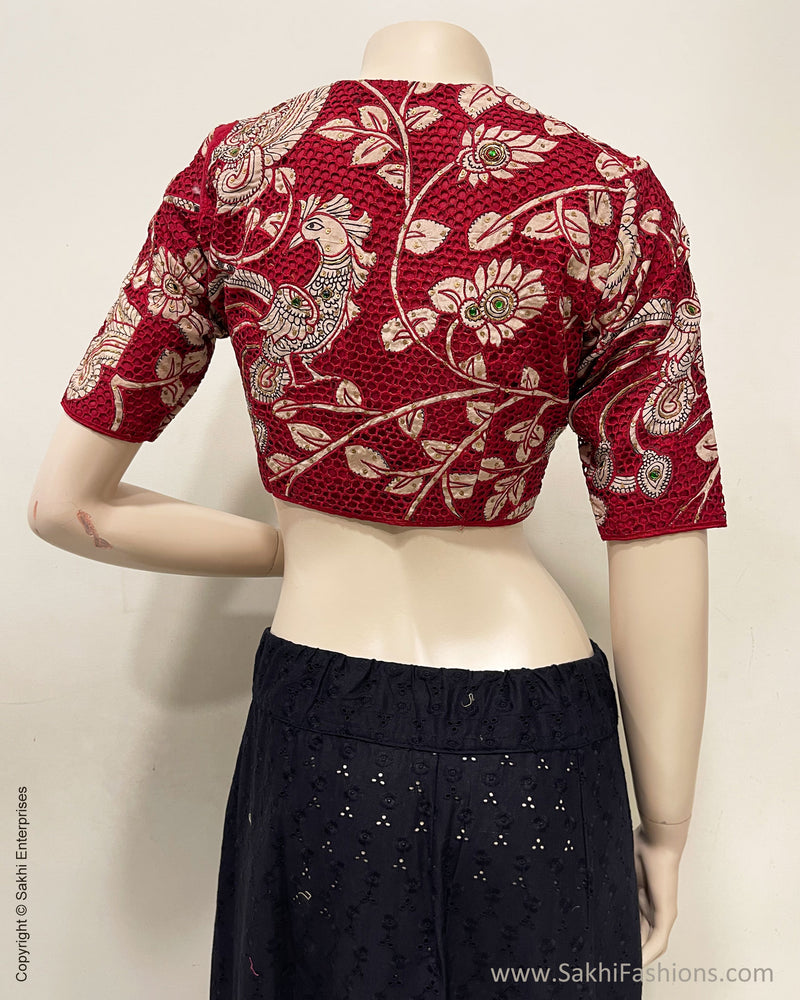 BL-217212 Red Cutwork Blouse