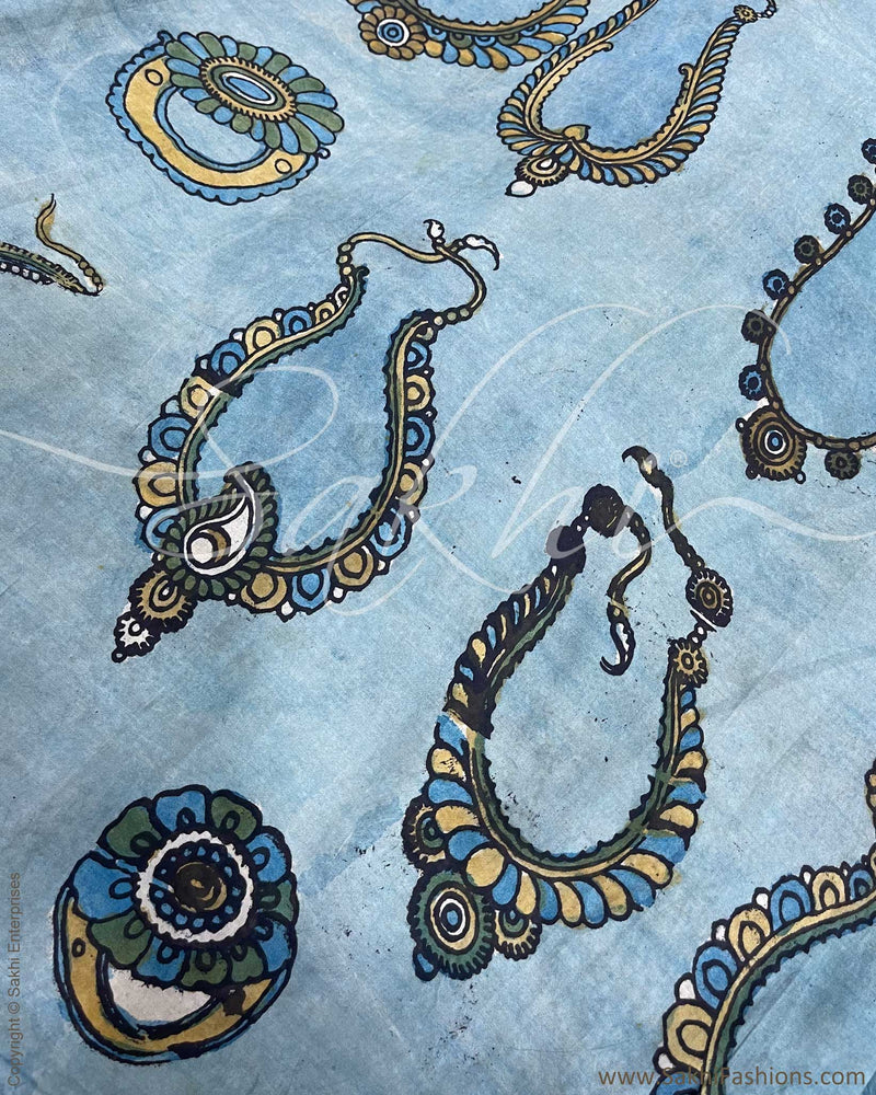 BL-F218131 Blue Silk Kalamkari