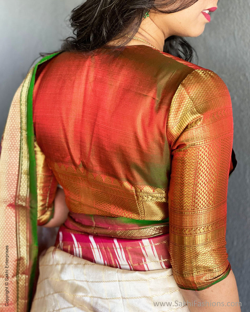 BL-F30322G Green Kanchi Blouse