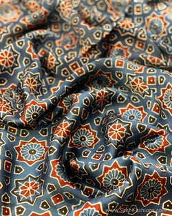 BL-F38074 Blue Ajrak Fabric