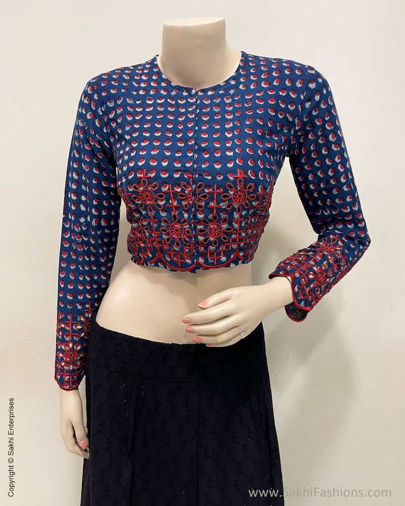 BL-R43586 Indigo Cutwork Rblouse