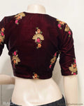 BL-R48107 Maroon Velvet Blouse