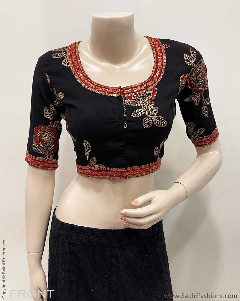 BL-R50334 Black Flower Blouse