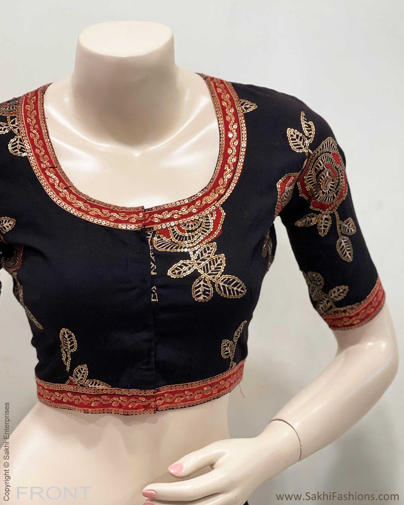 BL-R50334 Black Flower Blouse