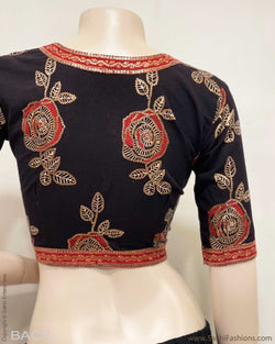BL-R50334 Black Flower Blouse