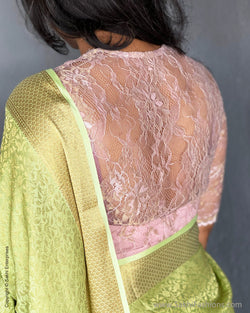 BL-RABX291 Pink Lace Blouse