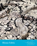 BL-S20278 Black Cream Silk Kalam Fabric