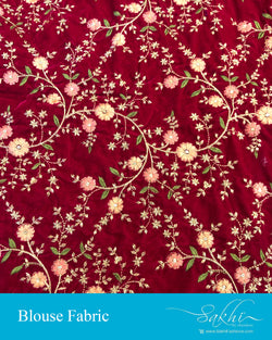 BL-S20729 - Red Velvet Blouse Fabric