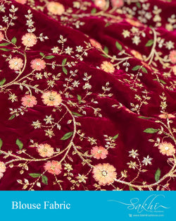 BL-S20730 Pink Velvet Blouse Fabric