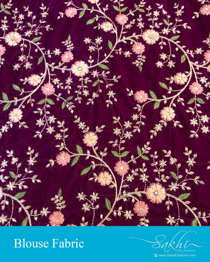 BL-S20732 - Maroon Velvet Blouse Fabric
