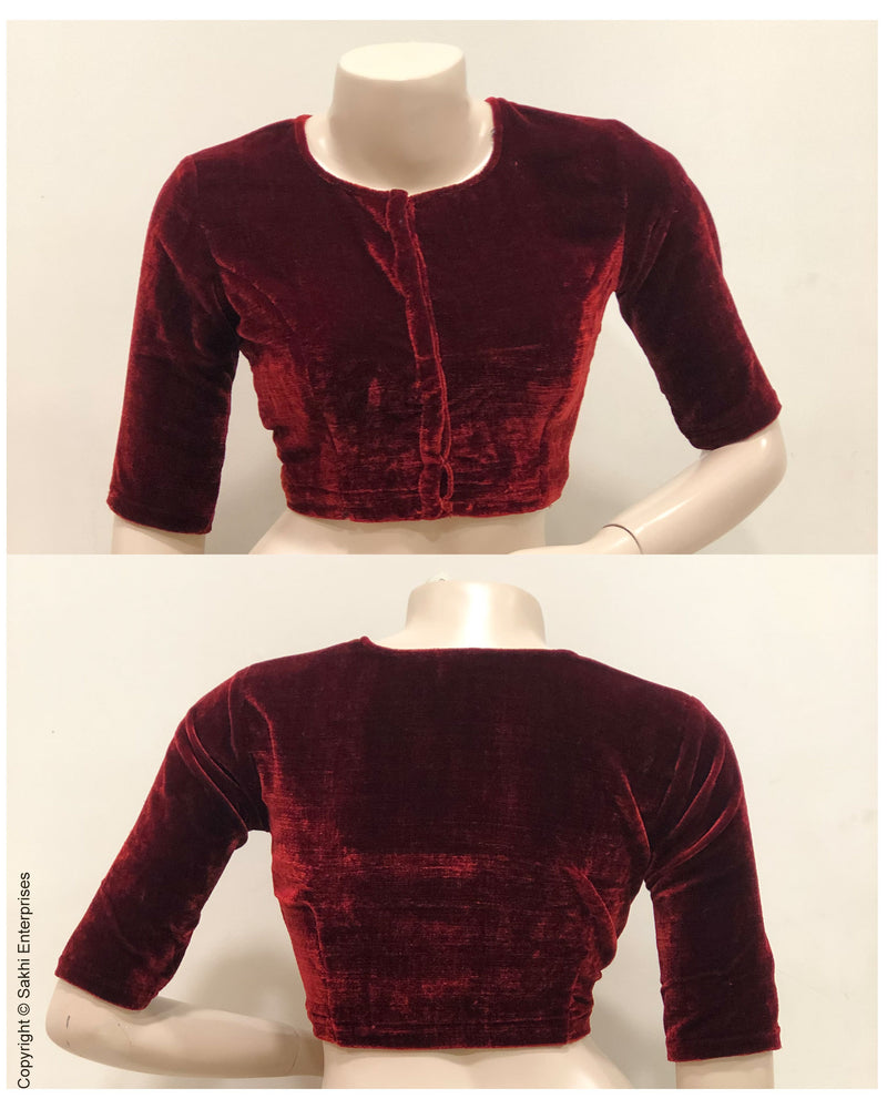 BL-S21194 Maroon Velvet Blouse