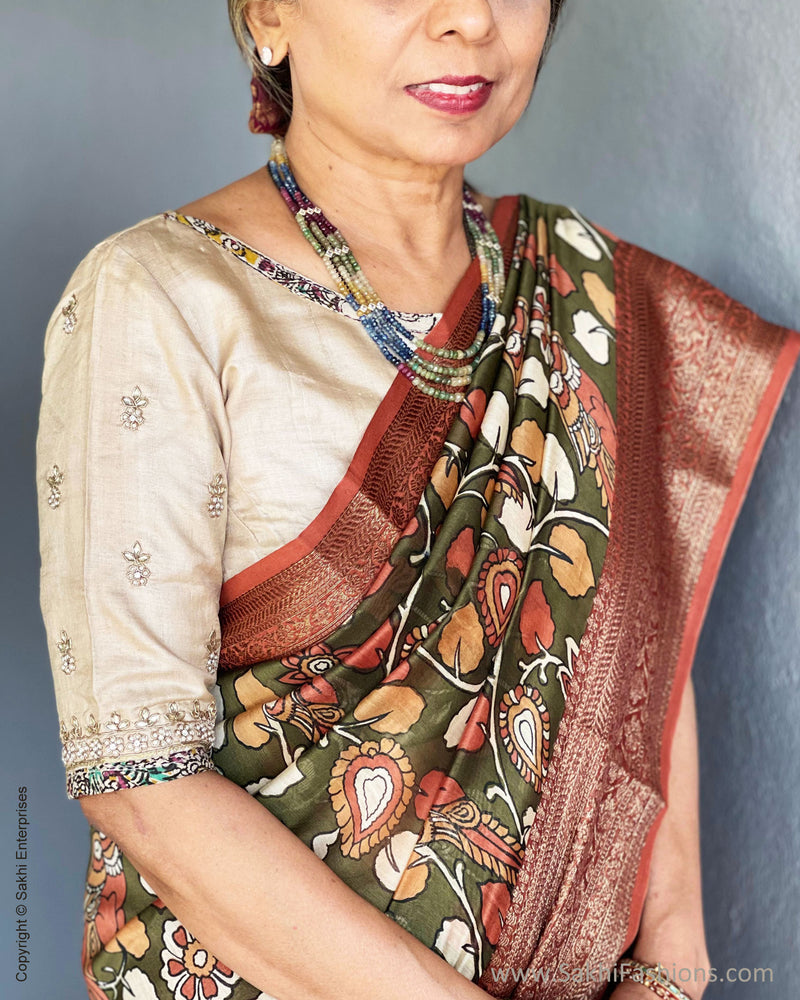 BL-T19322 Kundan Tussar RBlouse