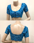 BL-R22275 Blue Silver Cutwork Blouse