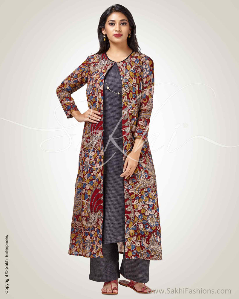 Buy Aks White Cotton Printed Kurta Palazzo Set With Jacket for Women Online  @ Tata CLiQ