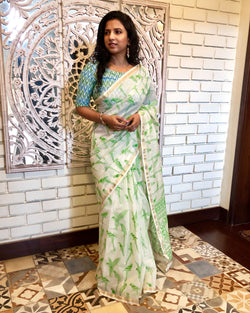 EE-R10905 Cream Chanderi saree