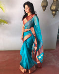 EE-R23697 Blue Kora Chanderi silk