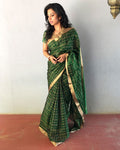 EE-R25592 - Green pure Silk Cotton Saree