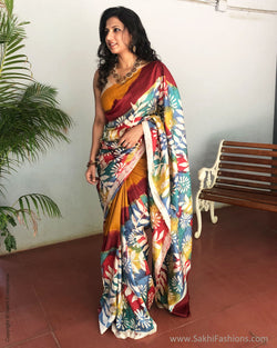 EE-S10391 Yellow Silk Batik Saree