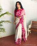 EE-S11862 - Silver & pink pure Tissue kotta saree