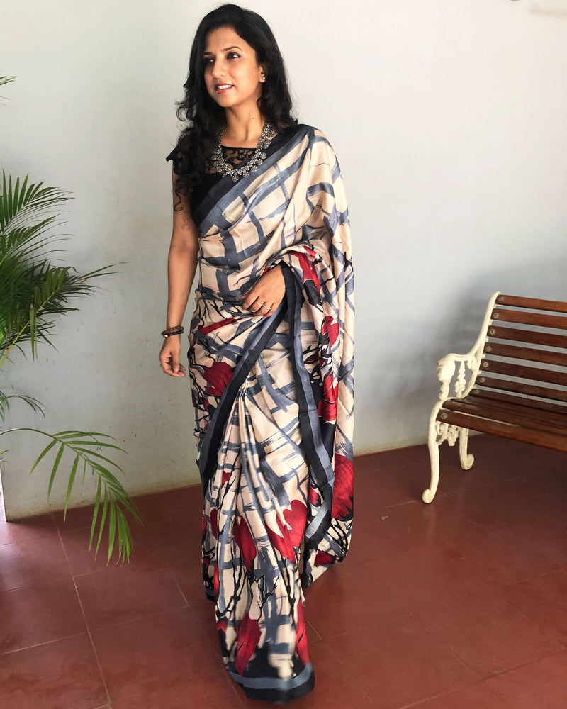 EE-S12475 - Multi pure Tussar saree