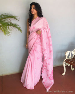 EE-S15867 Pink Cotton Kota sari