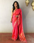 EE-S17226 - Peach pure Silk saree