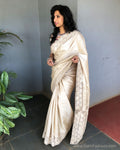 EE-S18510 - Beige pure Tussar Silk saree