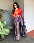 EE-S18930 - Peach &  pure Kanchivaram silk Saree