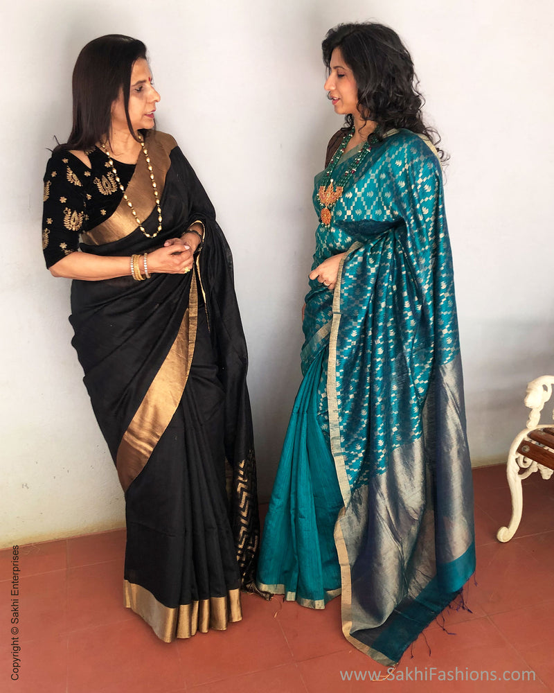 EE-S19411 - Black Matka Silk Saree